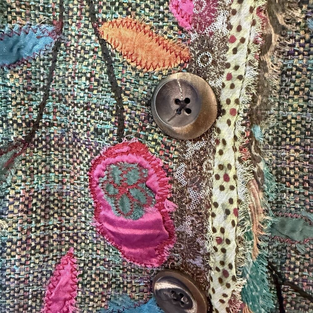 Vtg Canvasbacks Vest Art to Wear Floral Raw Edge Silk Granola Earthy Indie Boho - Picture 3 of 10